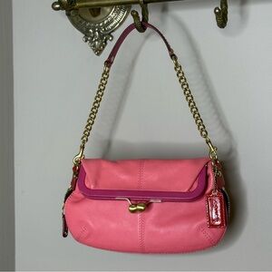 Coach Y2K Kisslock Pink Red Small Shoulder Bag